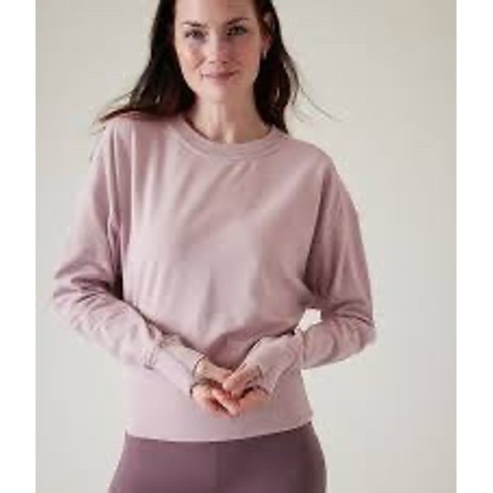 Athleta Retroterry Crewneck‎ Sweatshirt Women Small Smoked Mauve Dolman